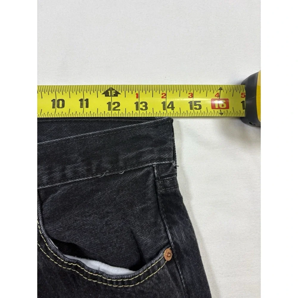 Levis 501 Original Fit Button Fly Jeans Mens 28x32 Faded Black Denim Straight